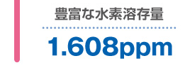 豊富な水素溶存量：1.608ppm