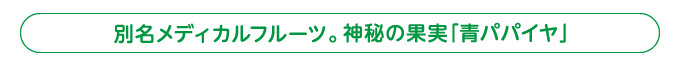 別名メディカルフルーツ。神秘の果実「青パパイヤ」