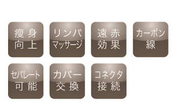 痩身向上・リンパマッサージ・遠赤外線・フィルム線・セパレート可能・カバー交換・コネクト接続